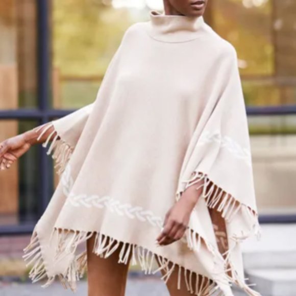 Stylish Dec 2022 Turtleneck Poncho - Picture 1 of 6